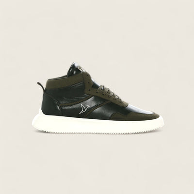 Black Patina Leather High Top Sneaker for Men | The Royale Peacock – Romèro  Ferrera